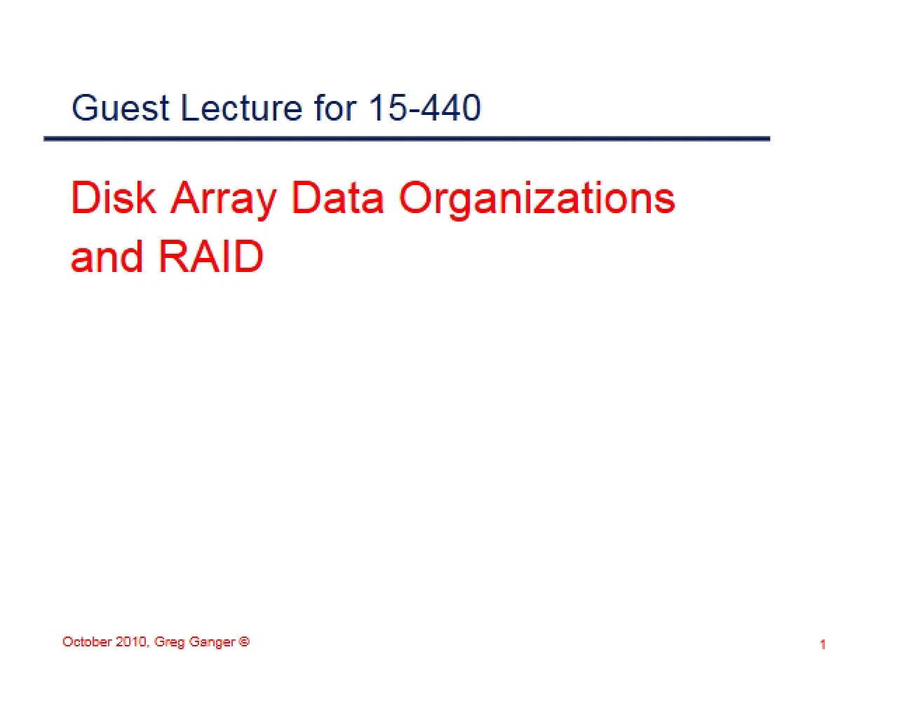 RAID Guest Lecture
