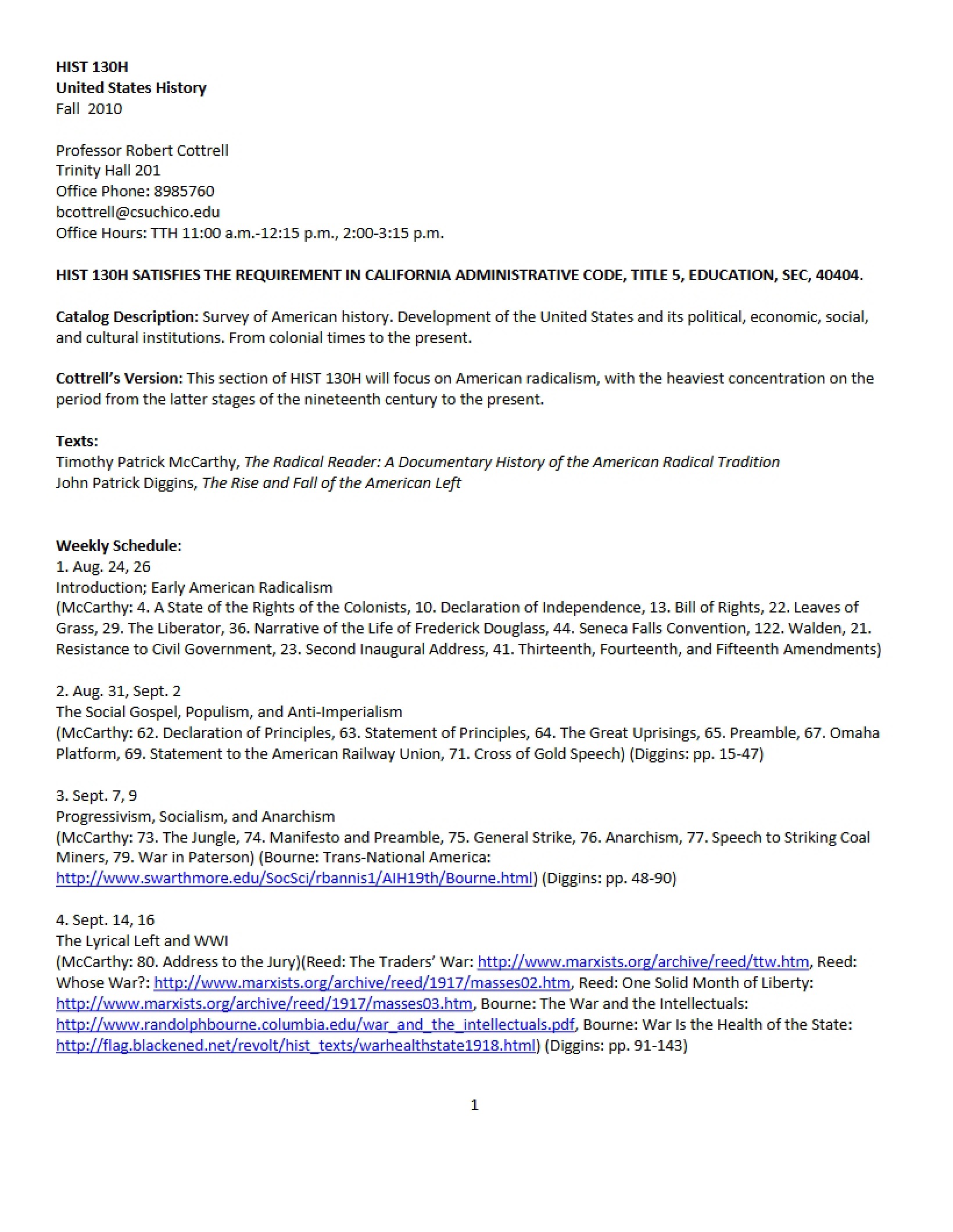 Syllabus US History