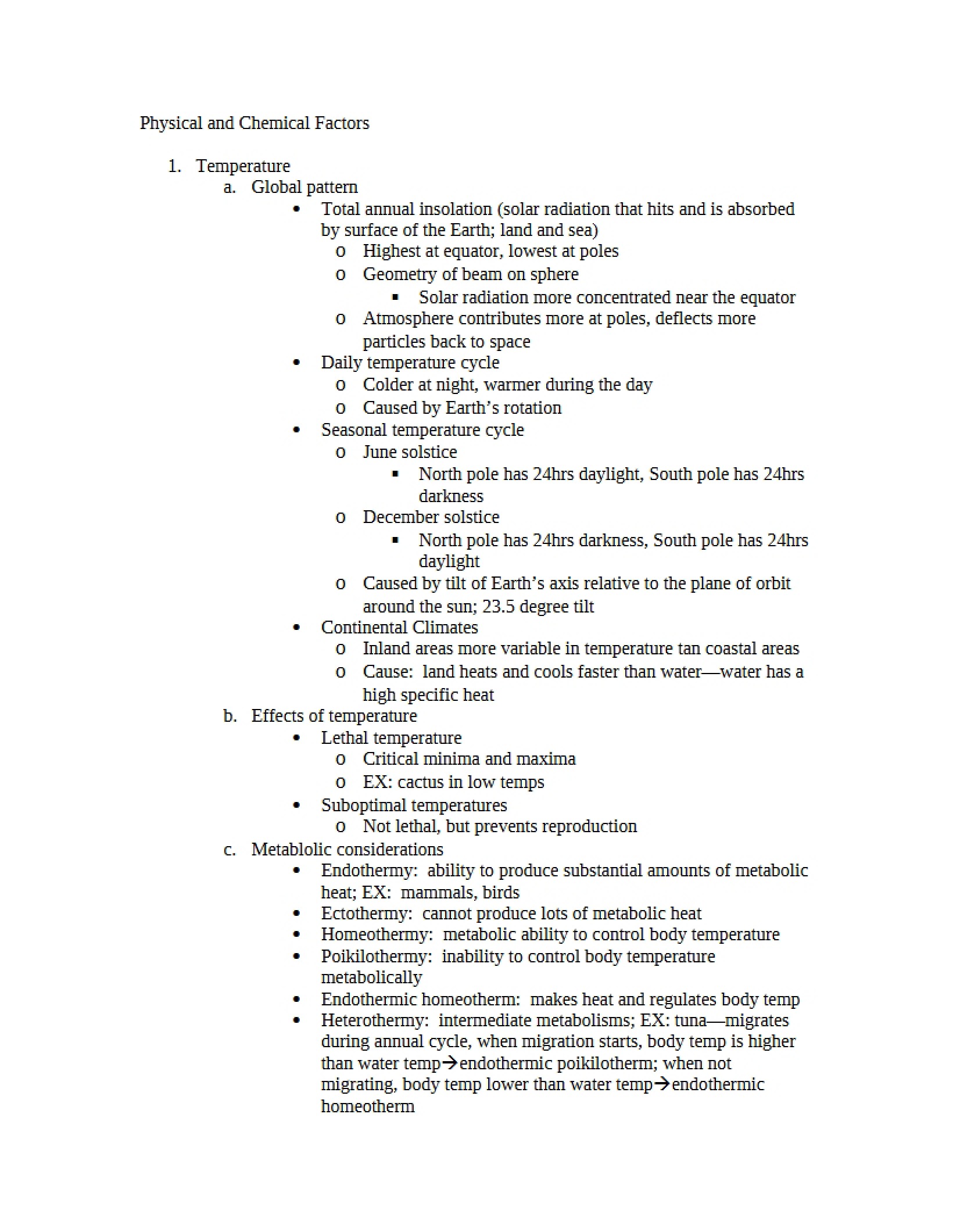 Chemical and Physical Factors