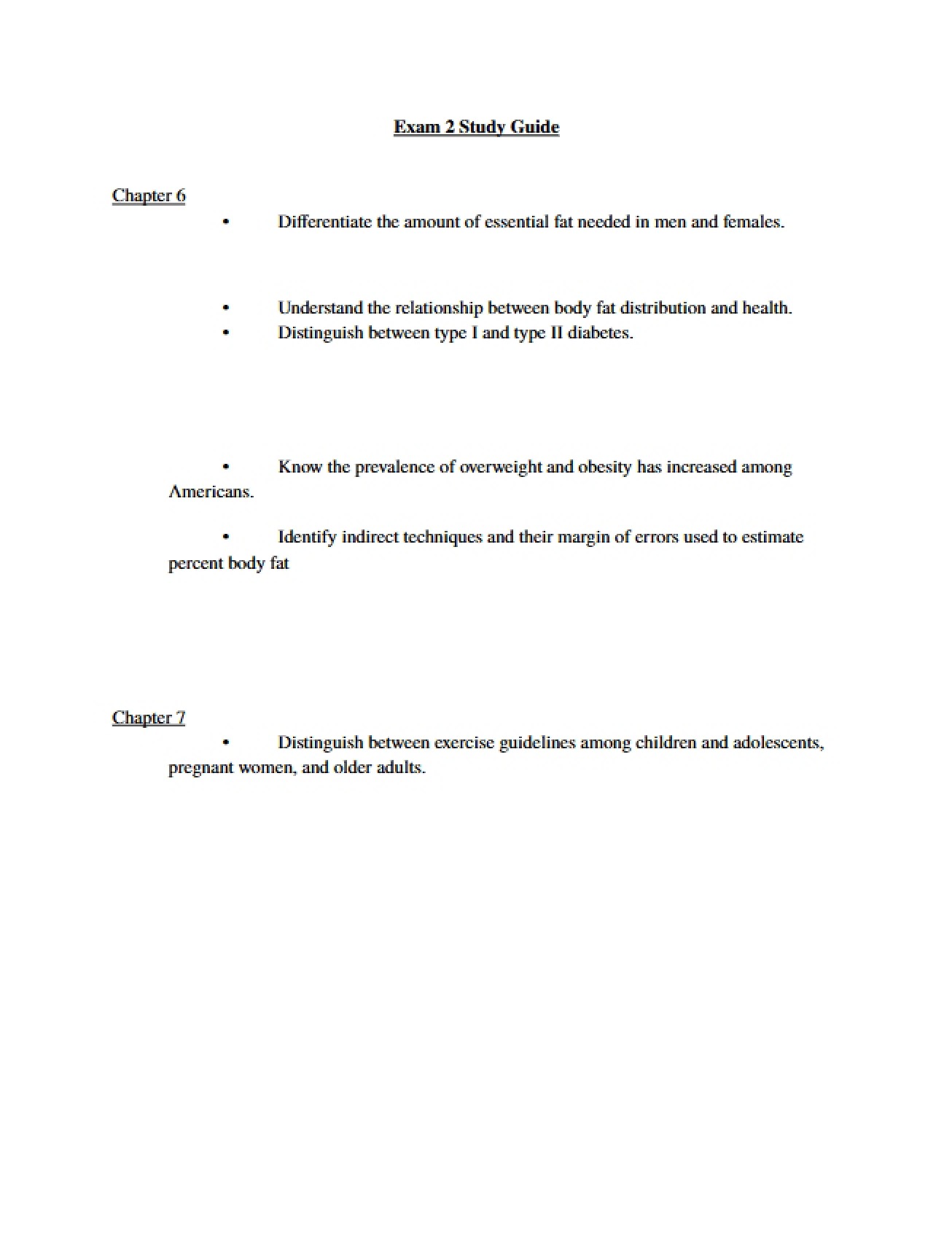 Guide for Exam Two