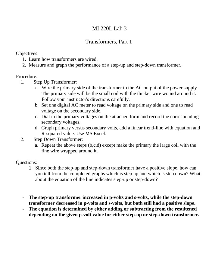 Wiring and Performance Measurement for Transformers