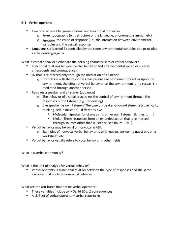 Verbal Operants and Language Fundamentals
