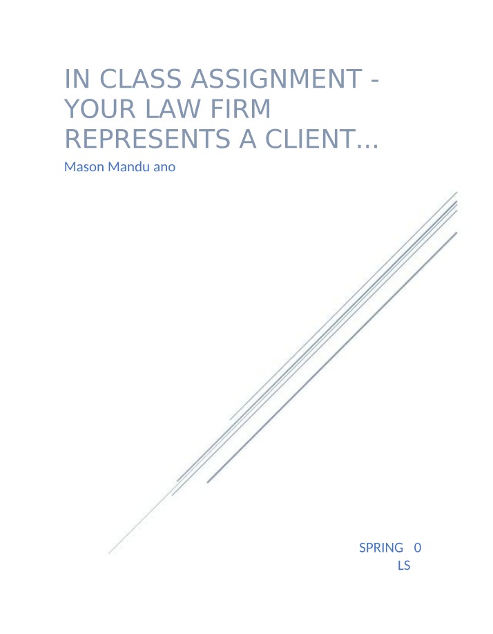 Client Representation Law Firm In-Class Assignment