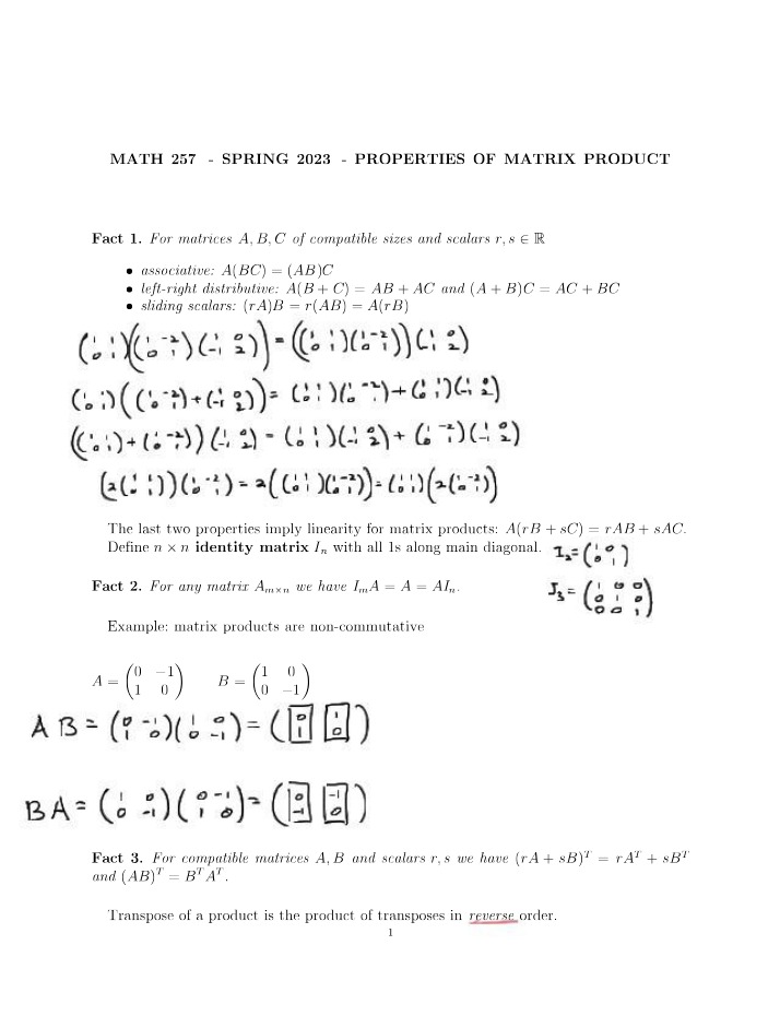 Lecture 4A1 - MATH 257