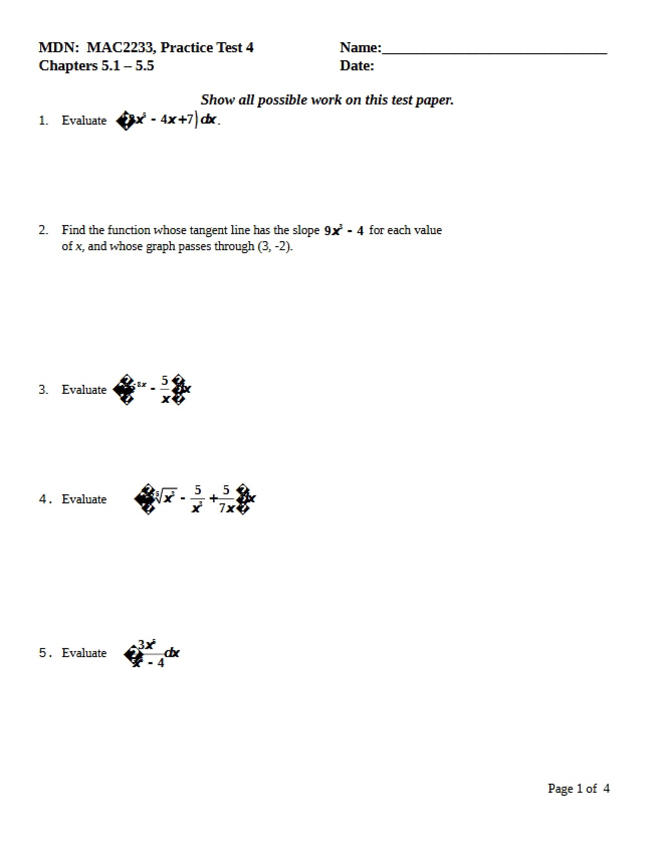 Fourth Practice Test
