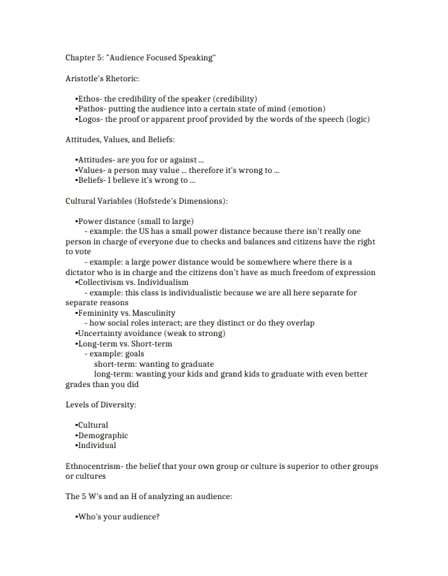 Audience Focused Speaking Chapter 5