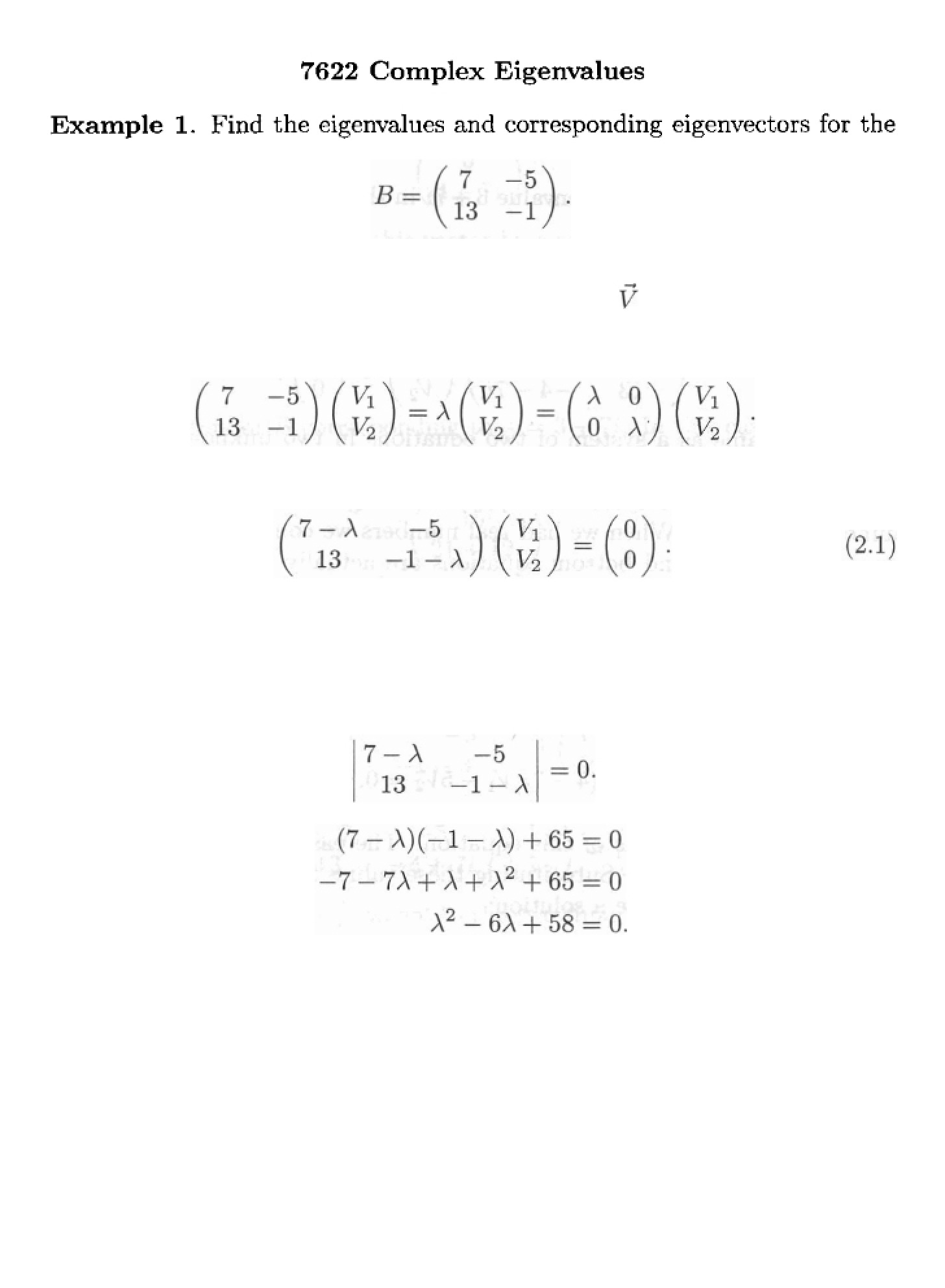 Eigenvalues (Complex)