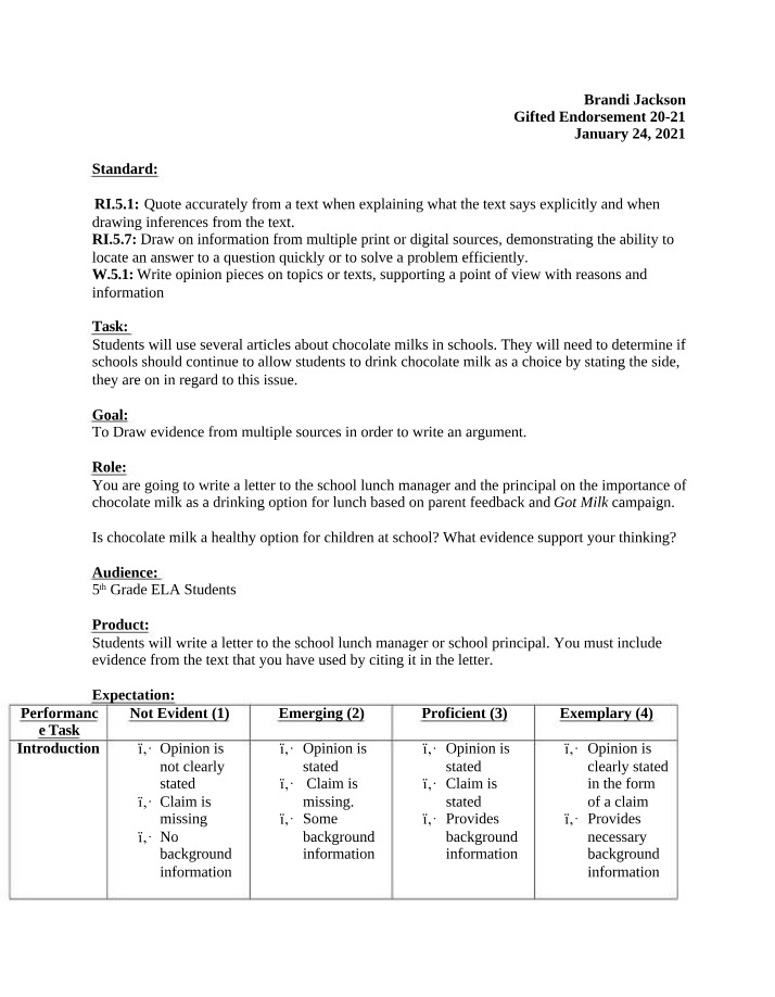 Performance Task by B. Jackson