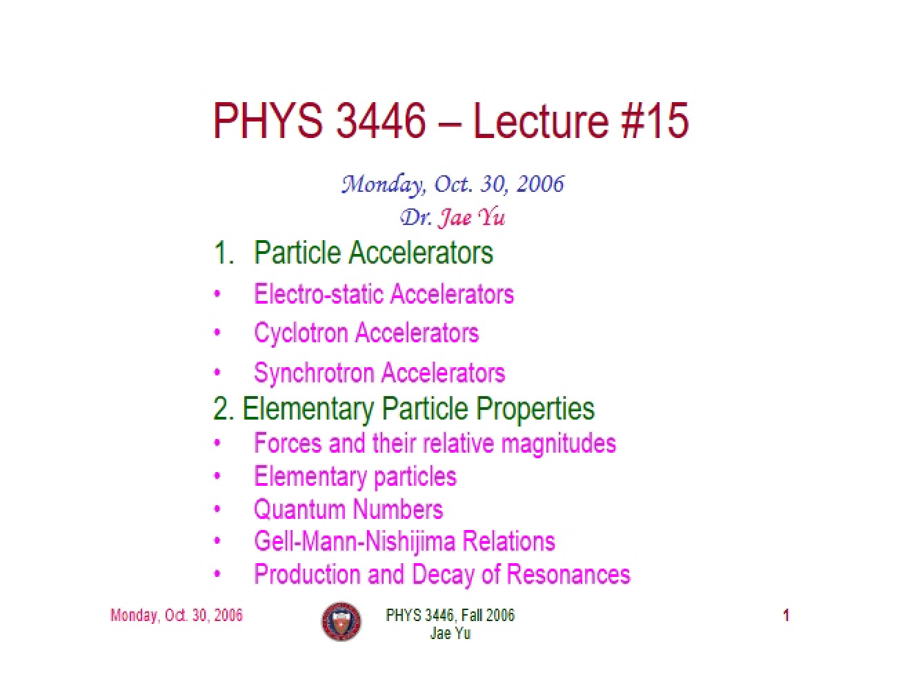 Notes from Lecture (7)