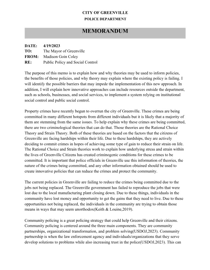 Project Three Memo Template (CJ 306)