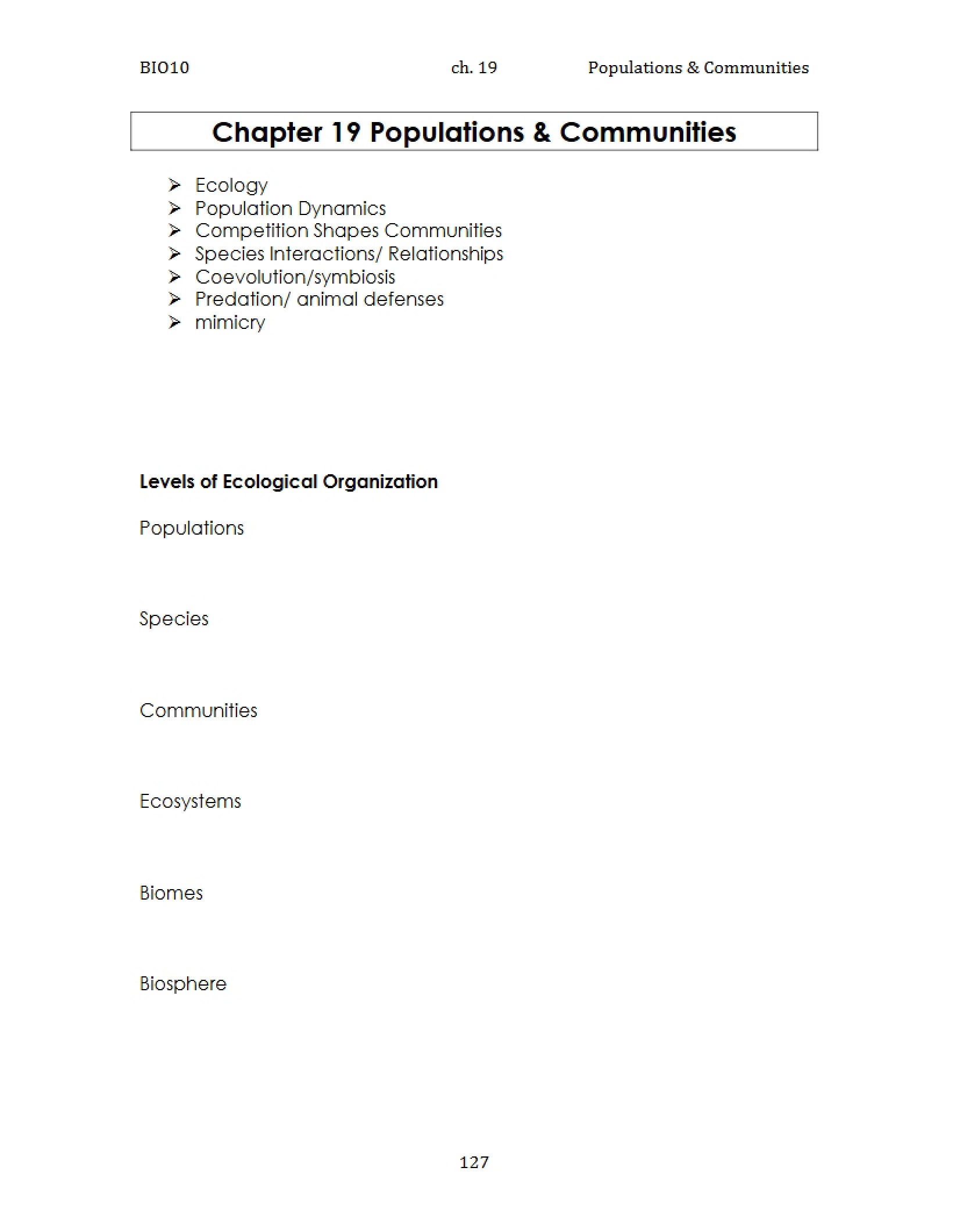 Communities and Populations (Ch 19)