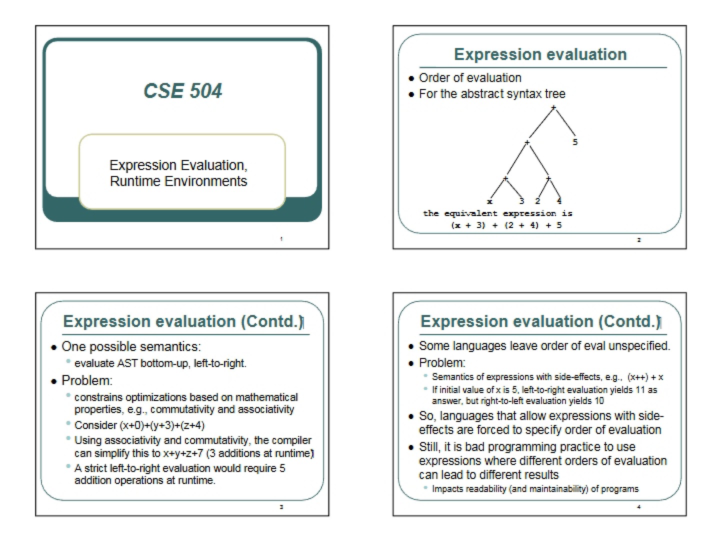 Runtime Environments and Evaluation of Expressions