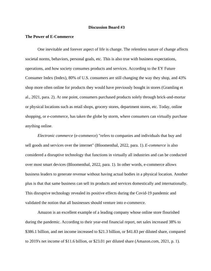Discussion Board 3 Post