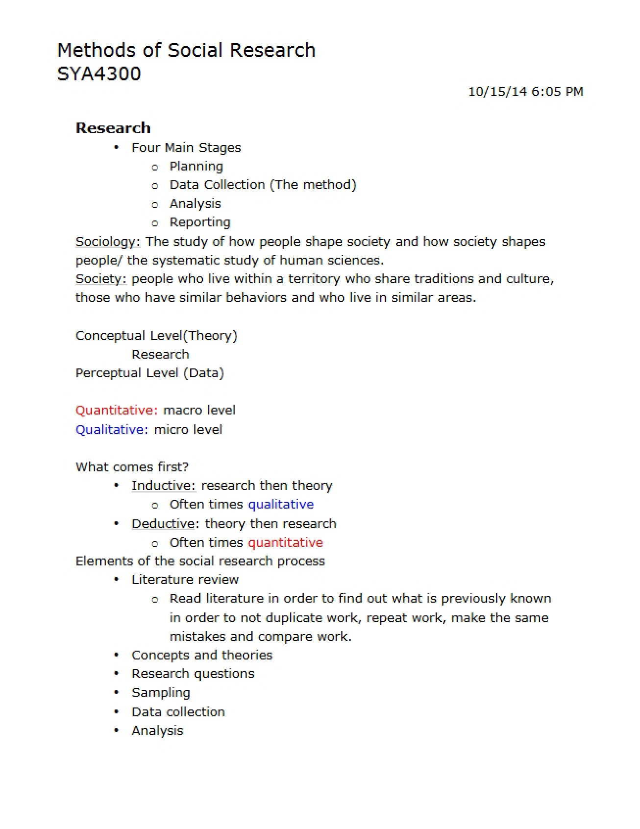 Research Methods in Sociology