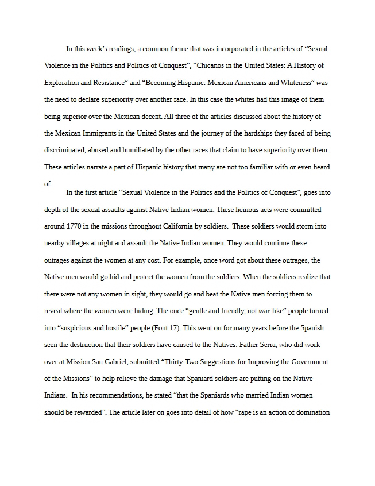 Journal Entry Two Chicano Culture