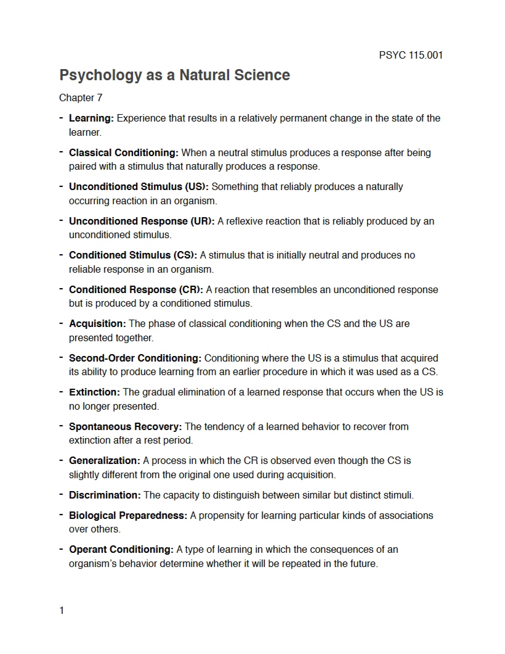Psychology A Natural Science Perspective