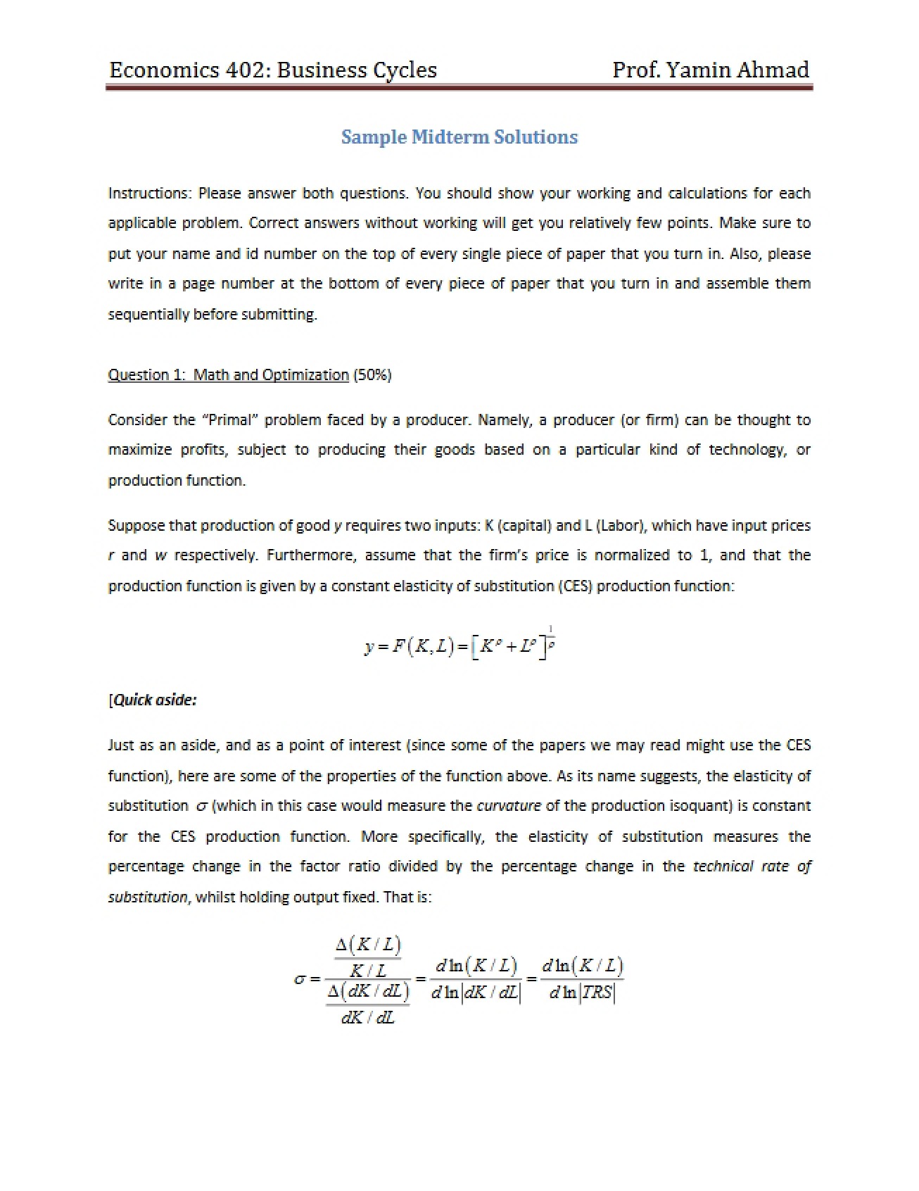 Solutions to Sample Midterm