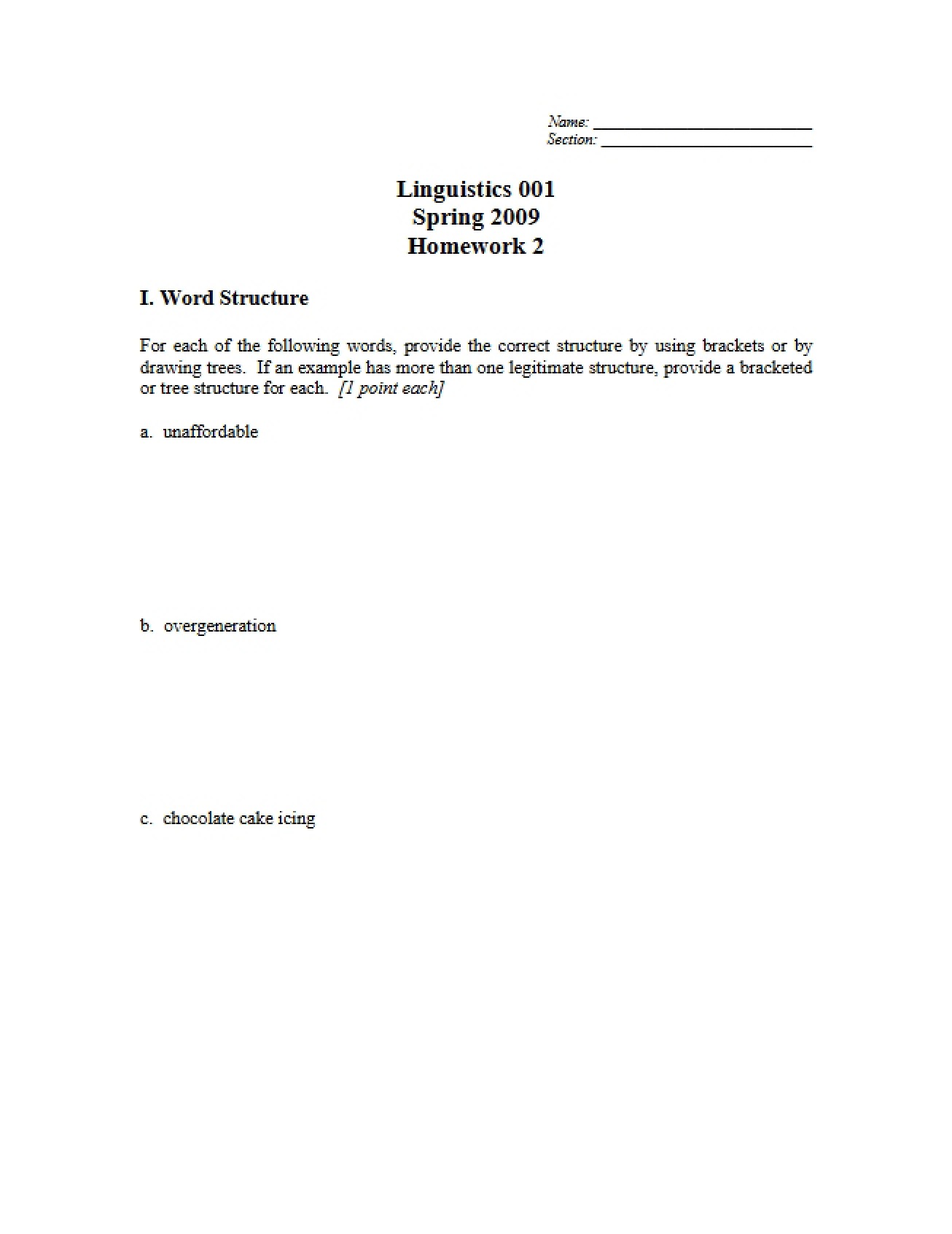 LING 001 Homework (III)