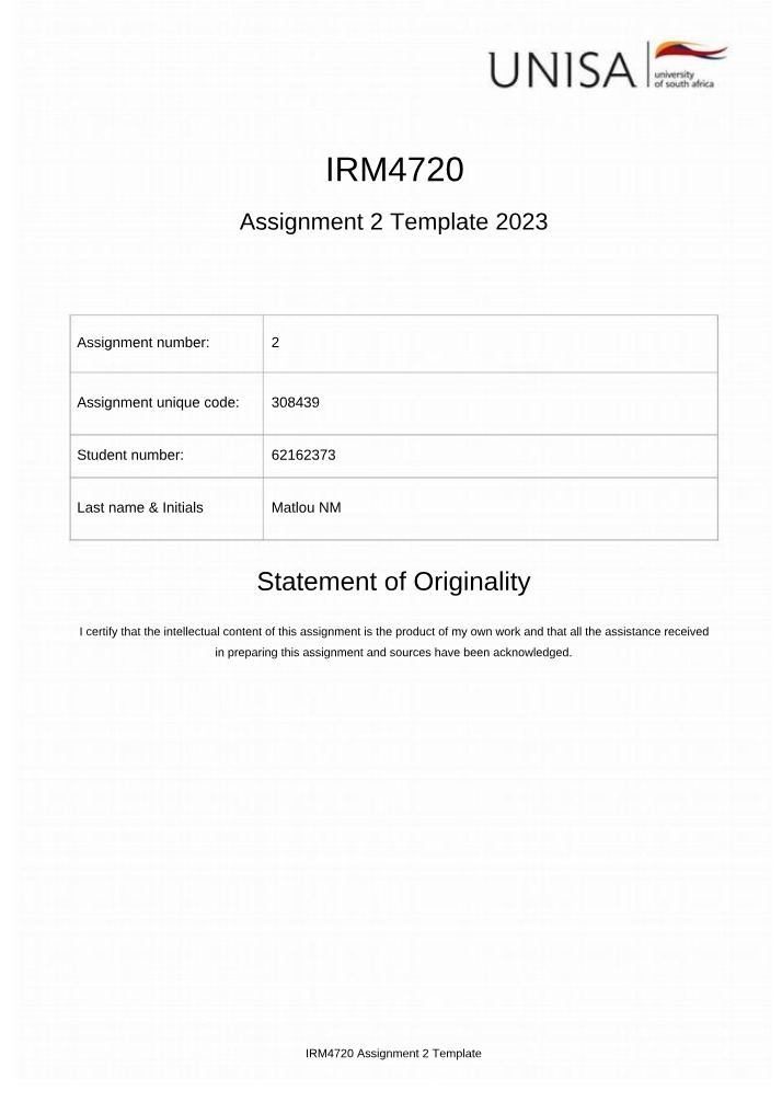 IRM4720 - 2023 Assignment 2 Template