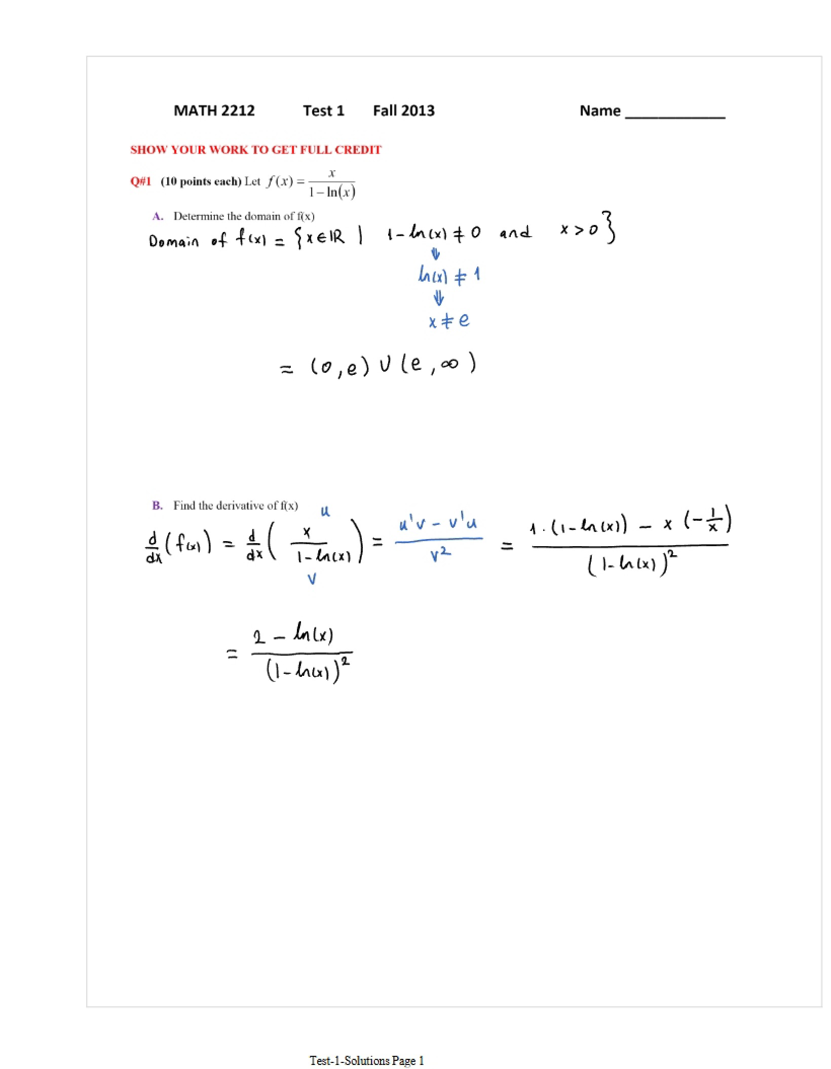 Solutions for First Test