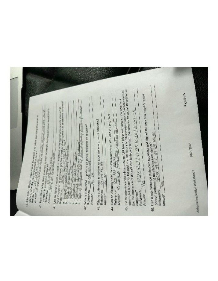 Worksheet 1 - Airframe Inspection