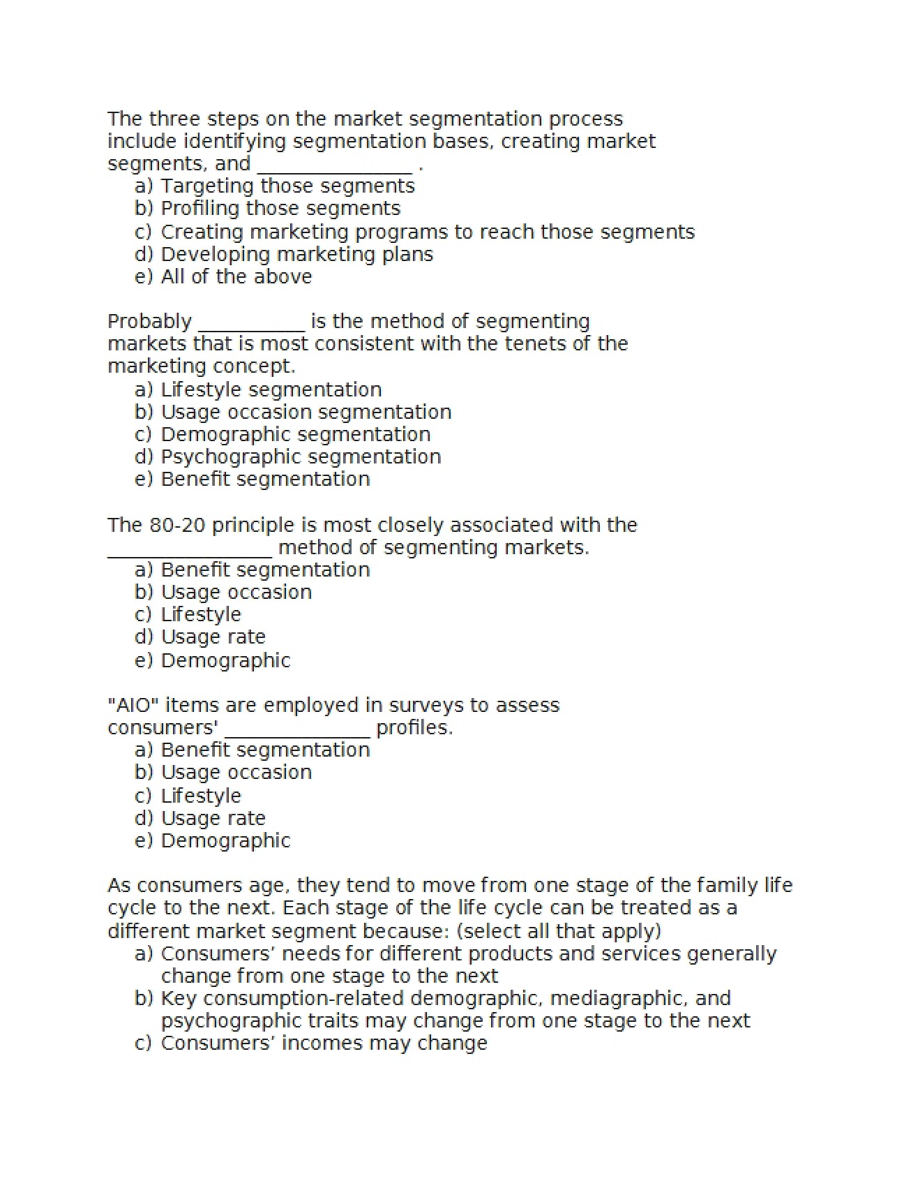 Marketing Practice Examination