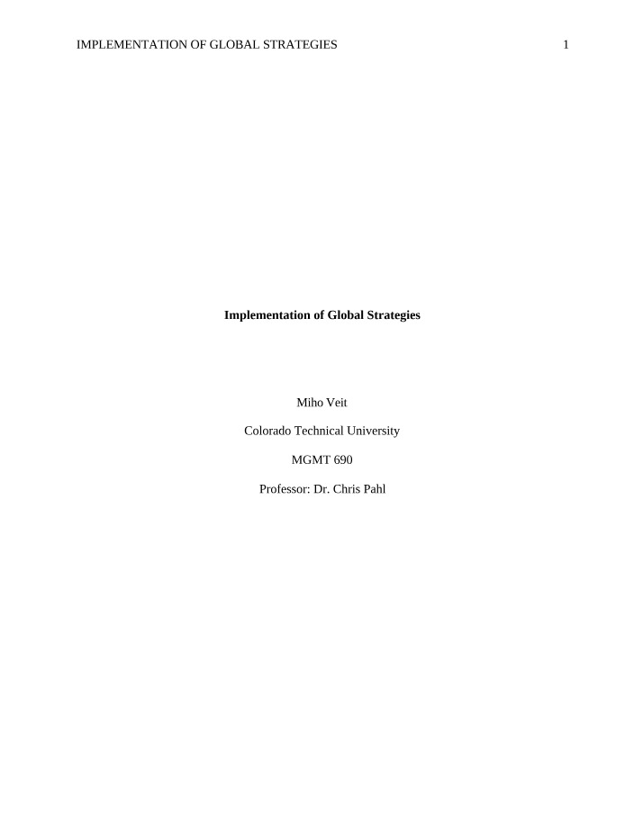 Advantages and Challenges of Implementing Global Strategies