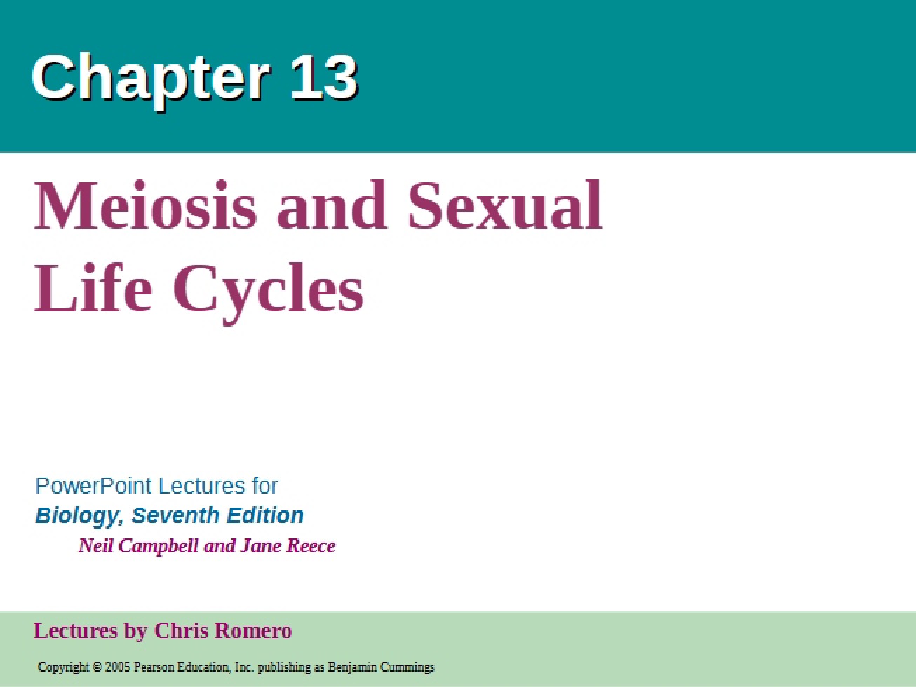 Sexual Life Cycles and Meiosis
