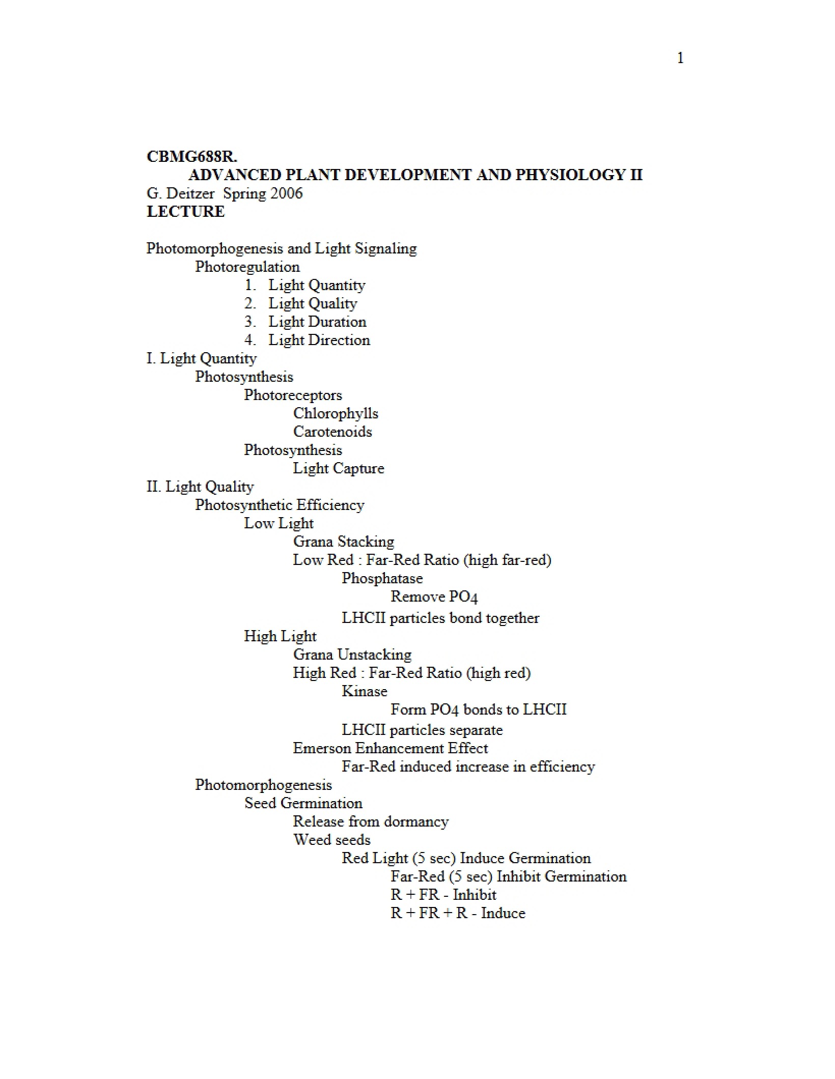 Physiology and Development of Plants II Advanced