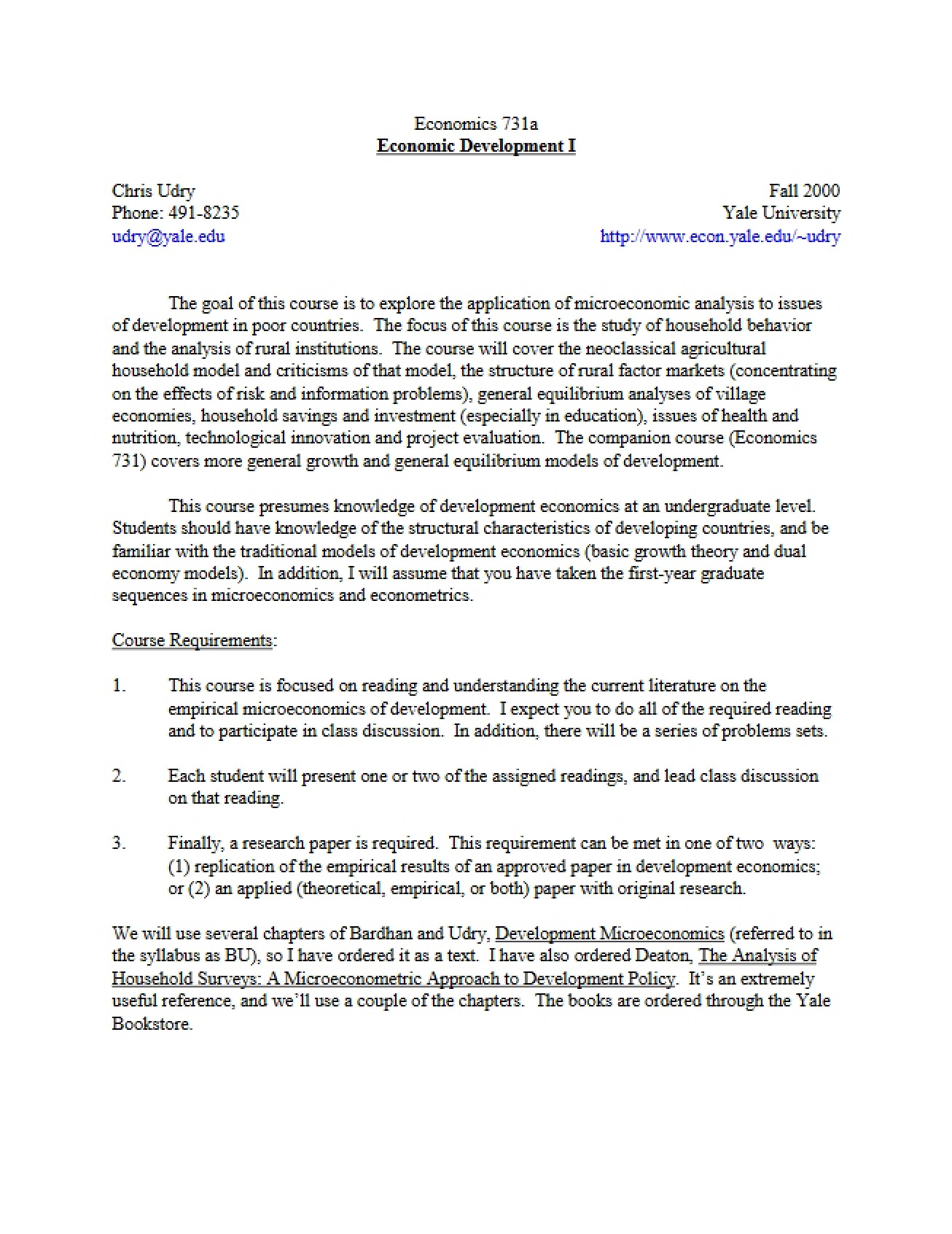 Course Syllabus