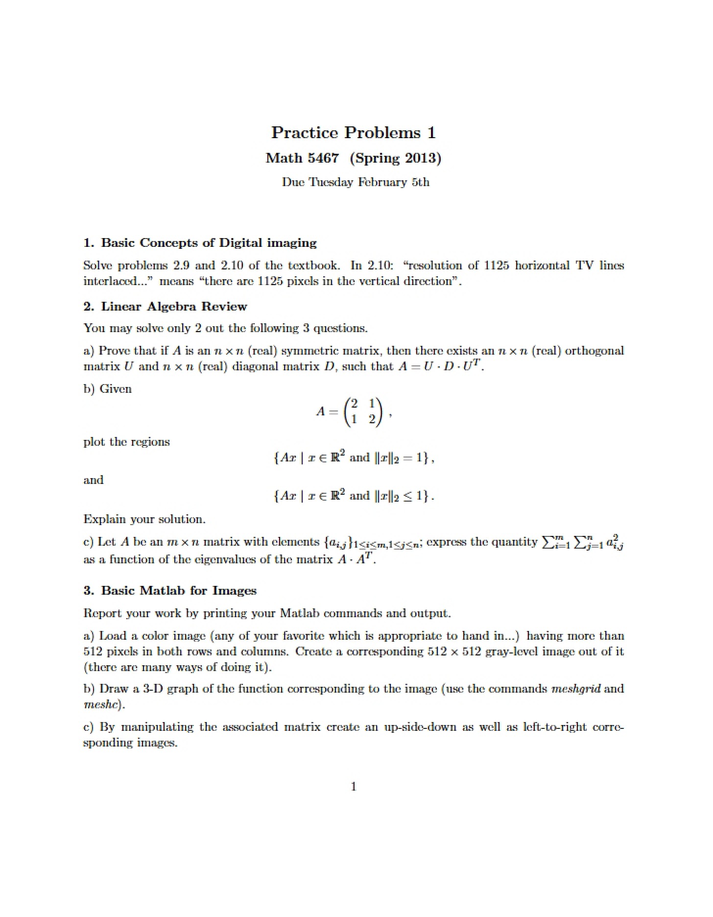 First Set of Practice Problems
