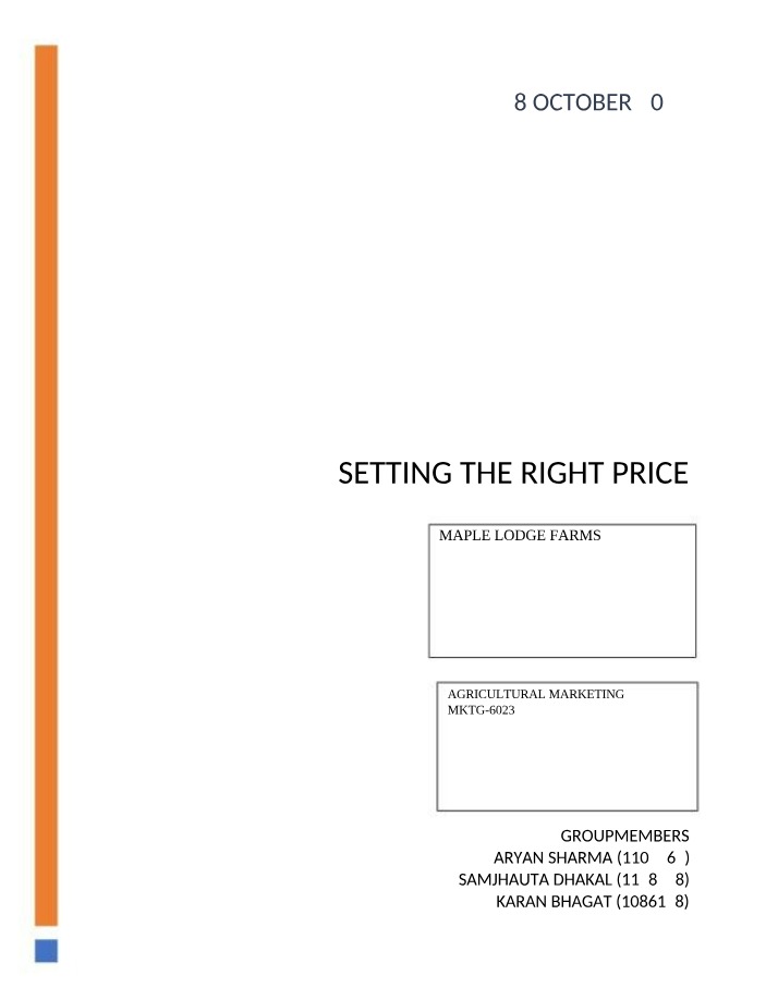 Agricultural Marketing - Setting the Right Price (Maple Lodge)