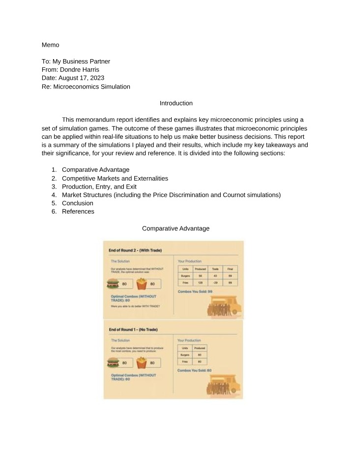 Report on Microeconomics Simulation