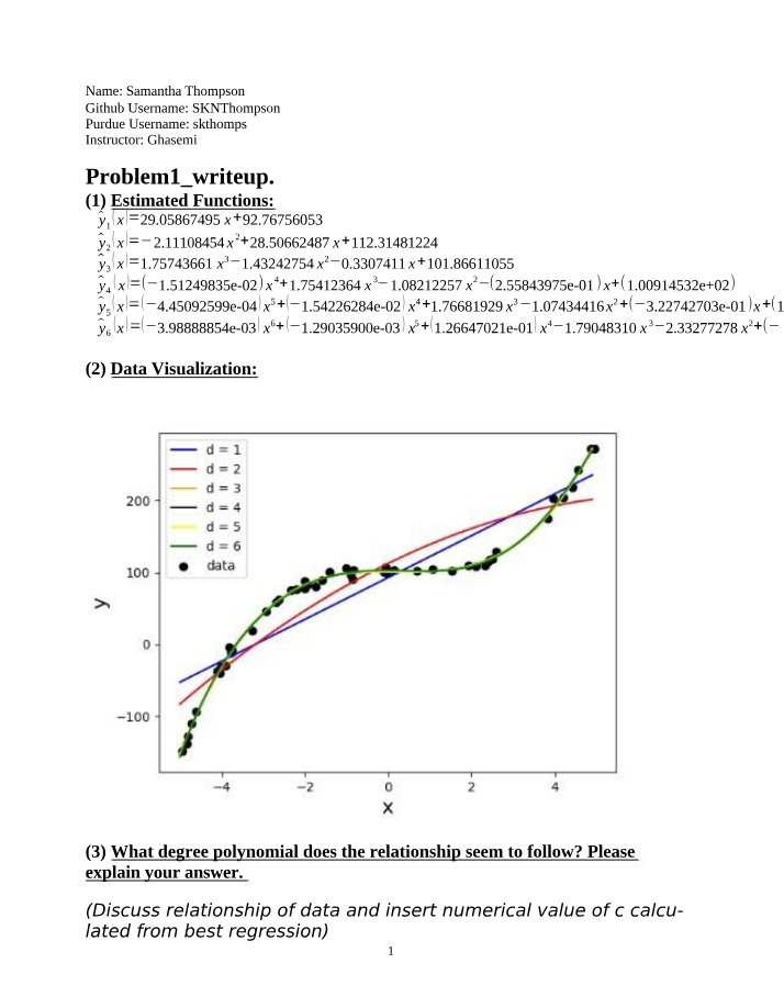 Estimating Functions and Polynomials of Various Orders for Data