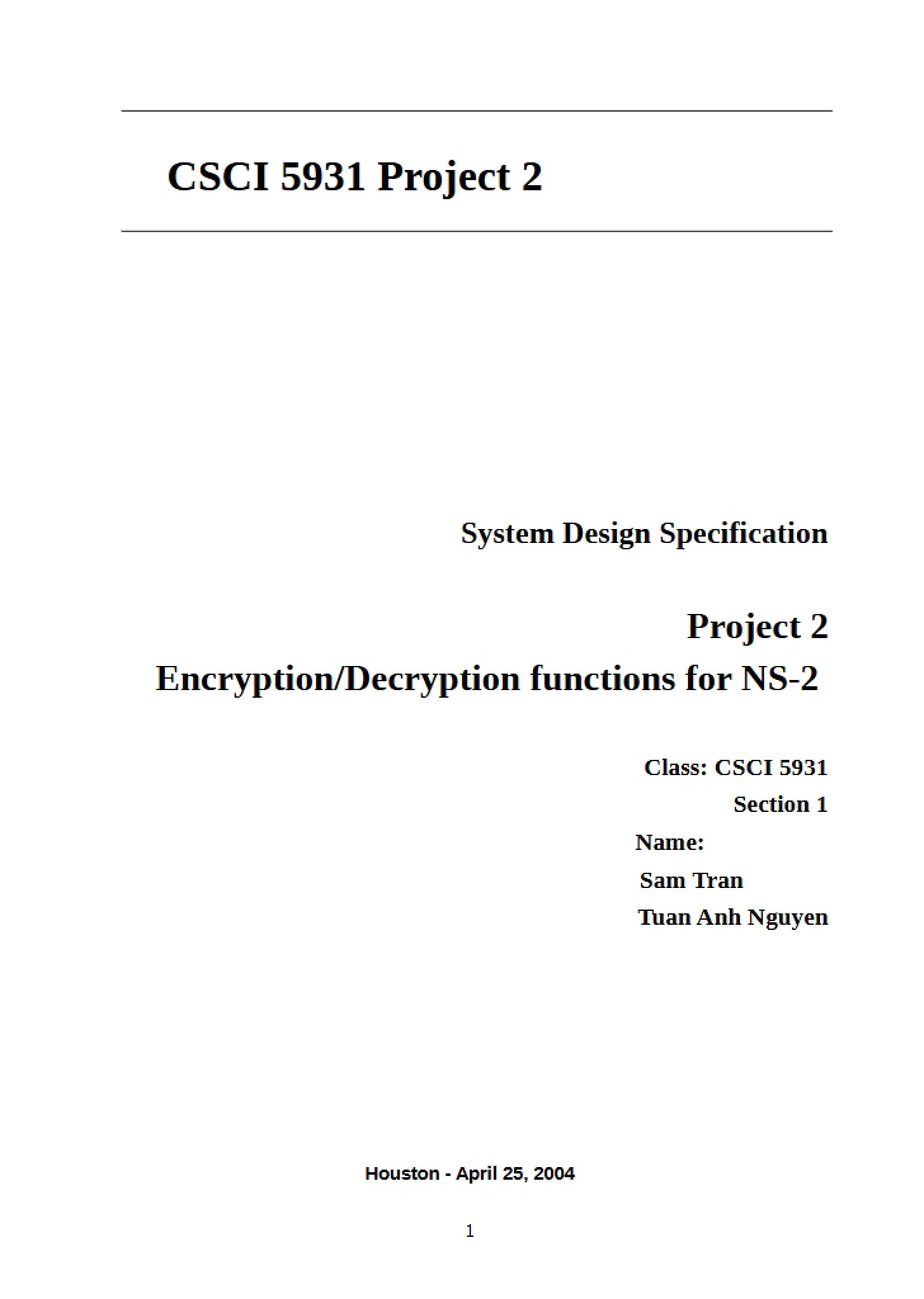 Specifications for System Design