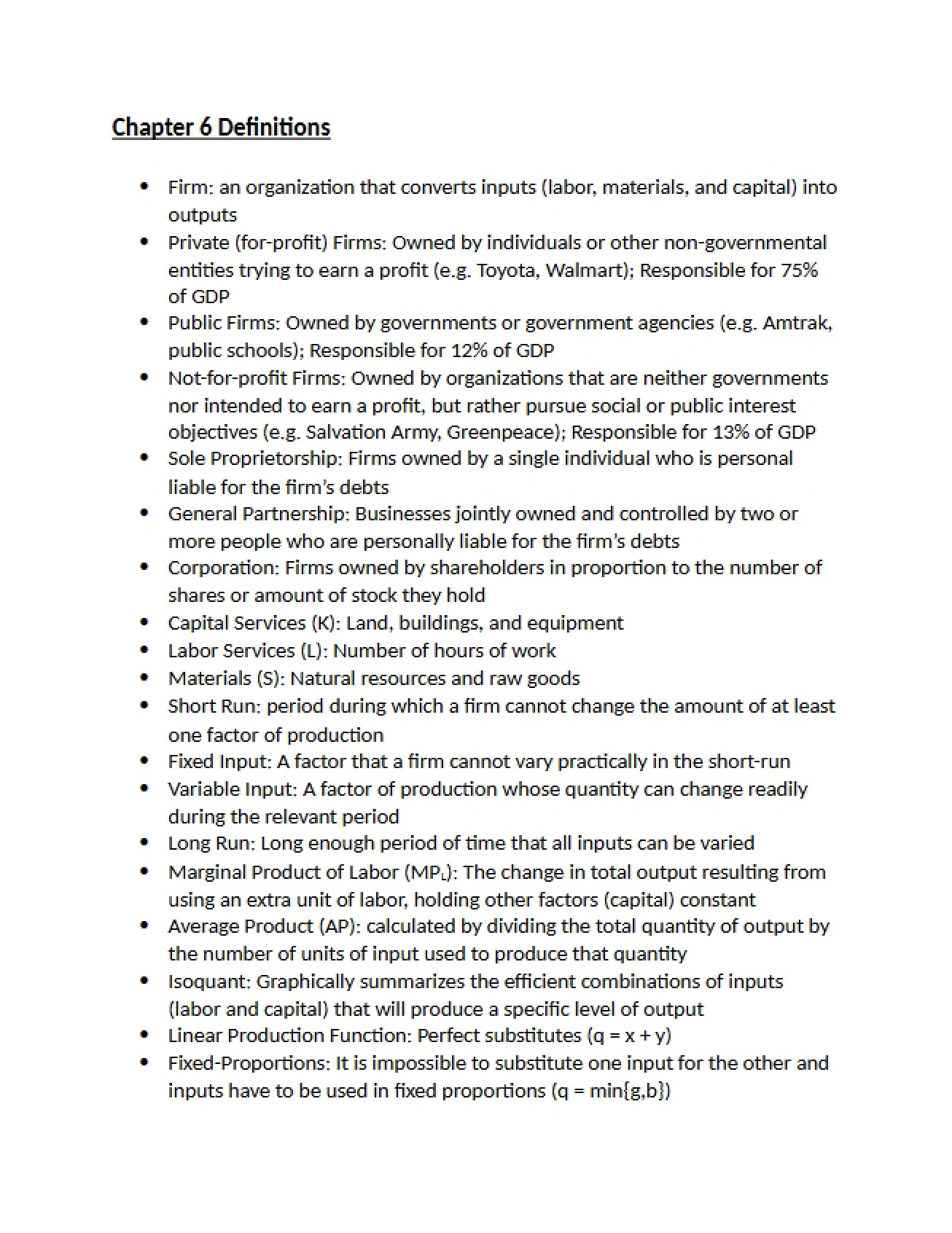 Microeconomic Theory Chapter Six Outline