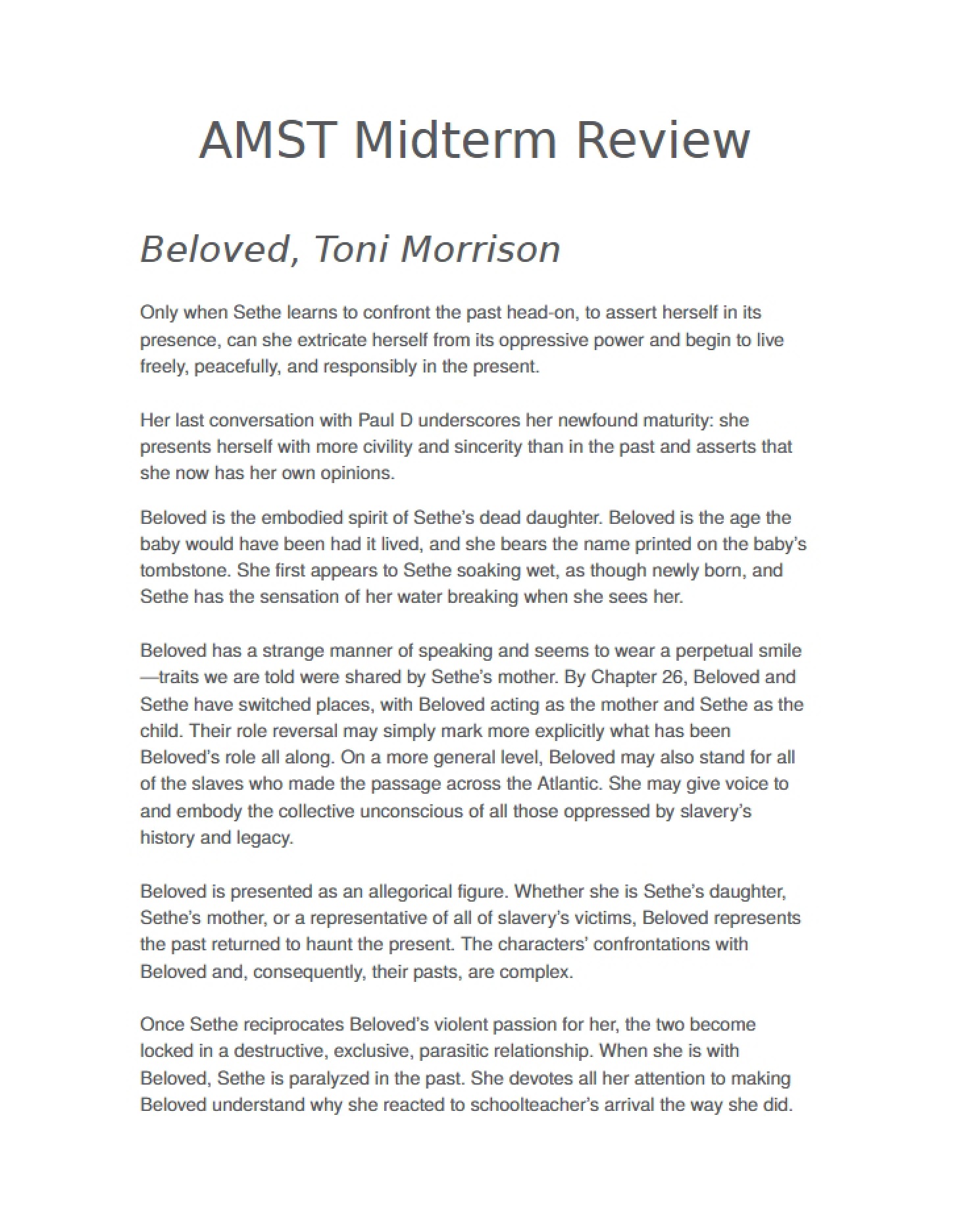 Review for AMST Midterm