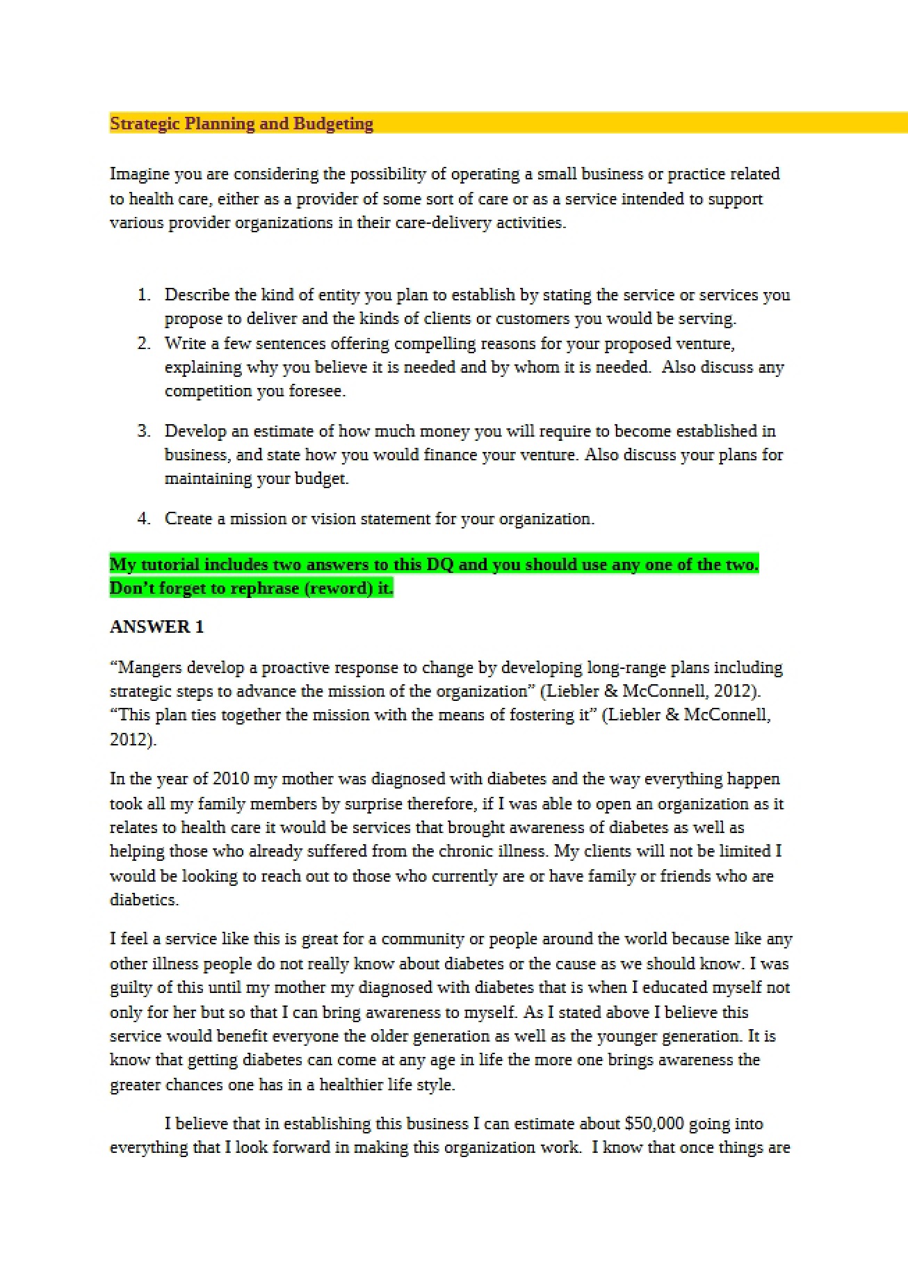 Budgeting and Strategic Planning