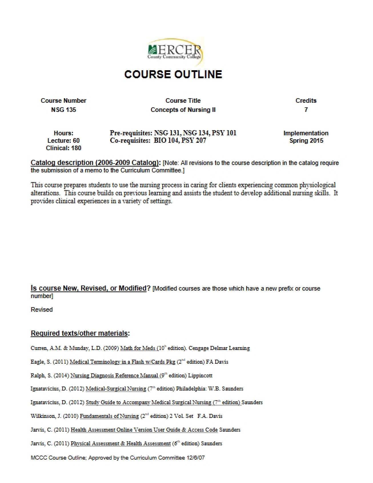 Nursing Concepts II Outline
