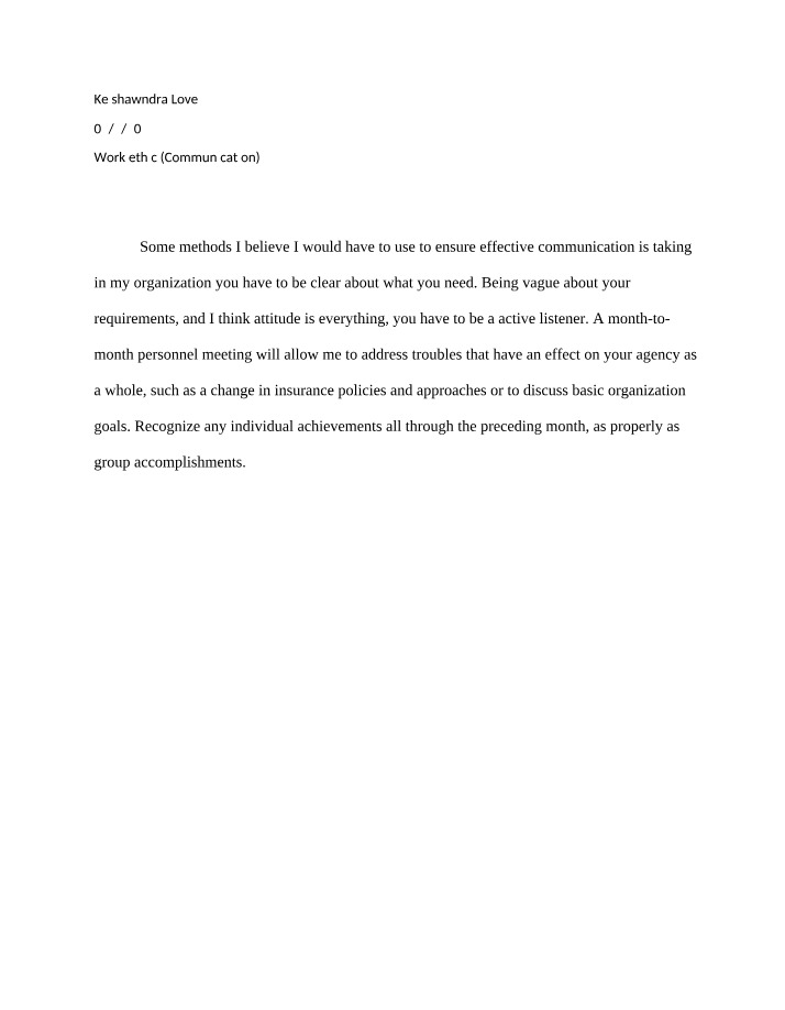 Communication and Work Ethic