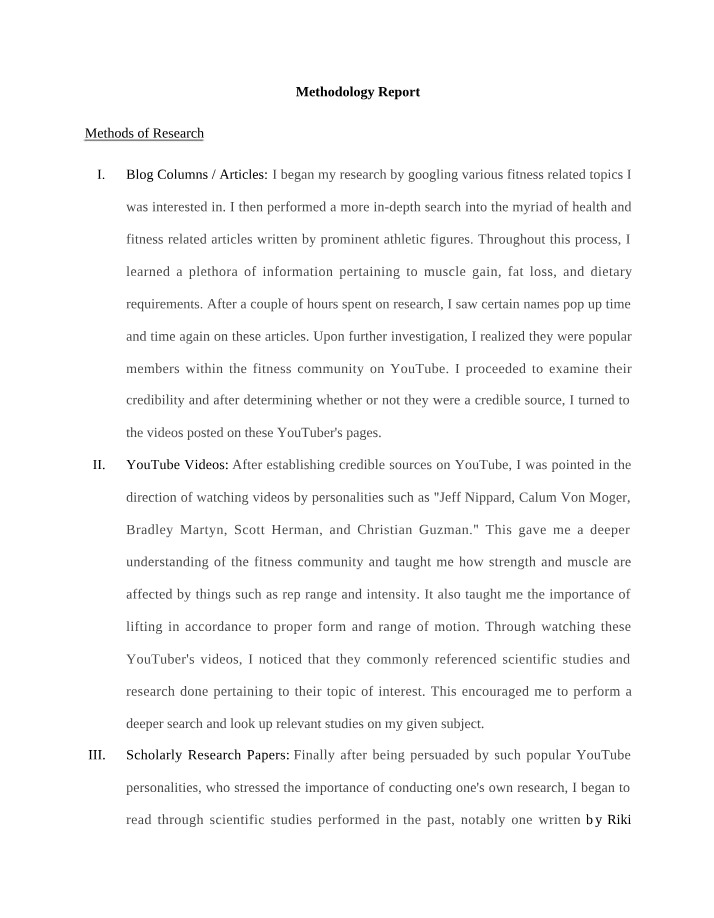 Report on Methodology