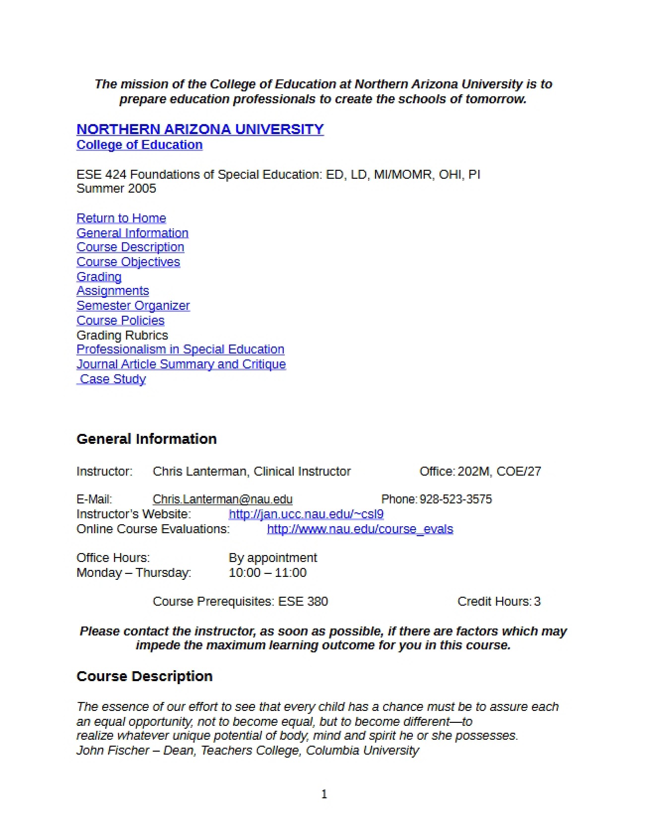 ESE 424 Syllabus