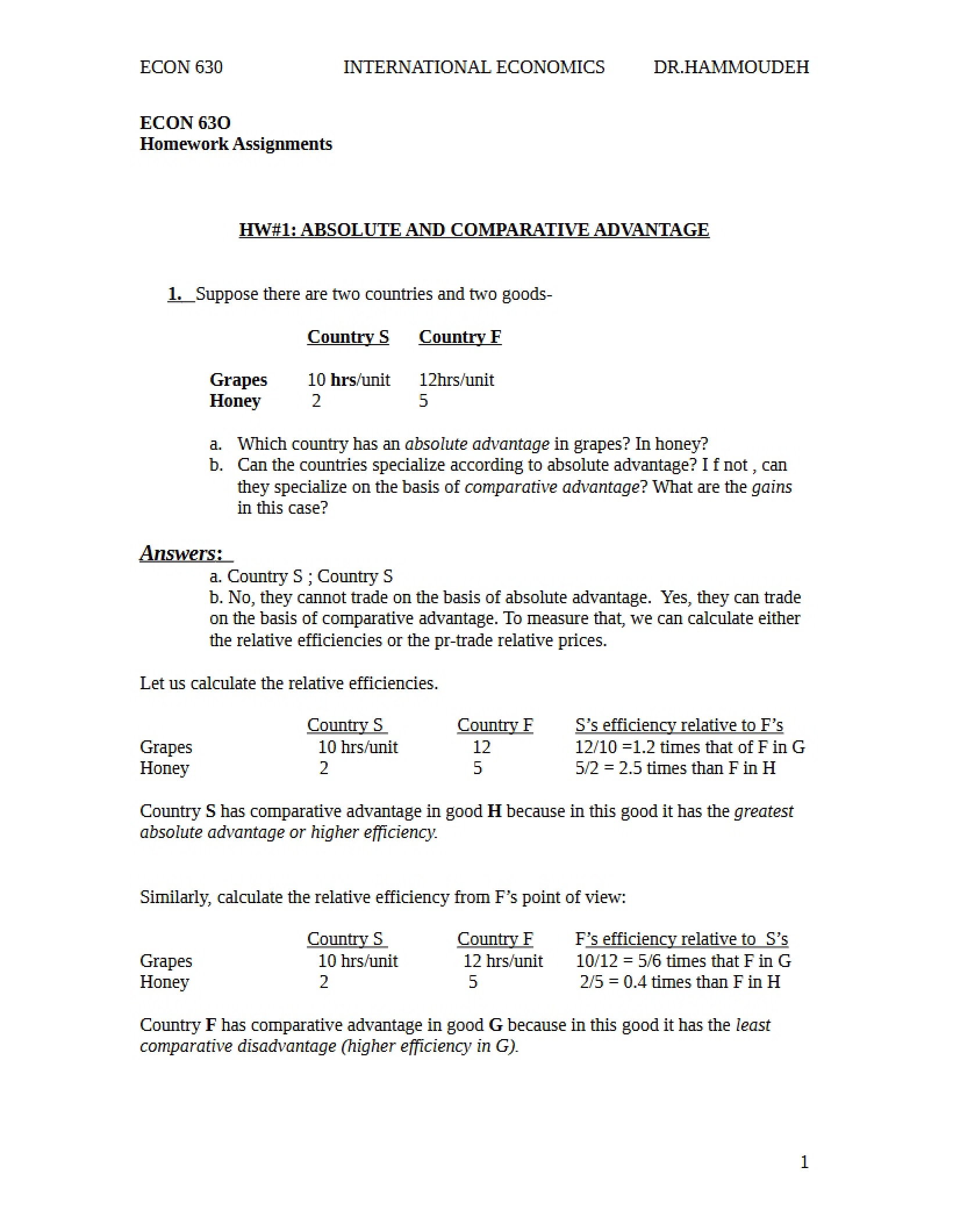 Assignments for Homework