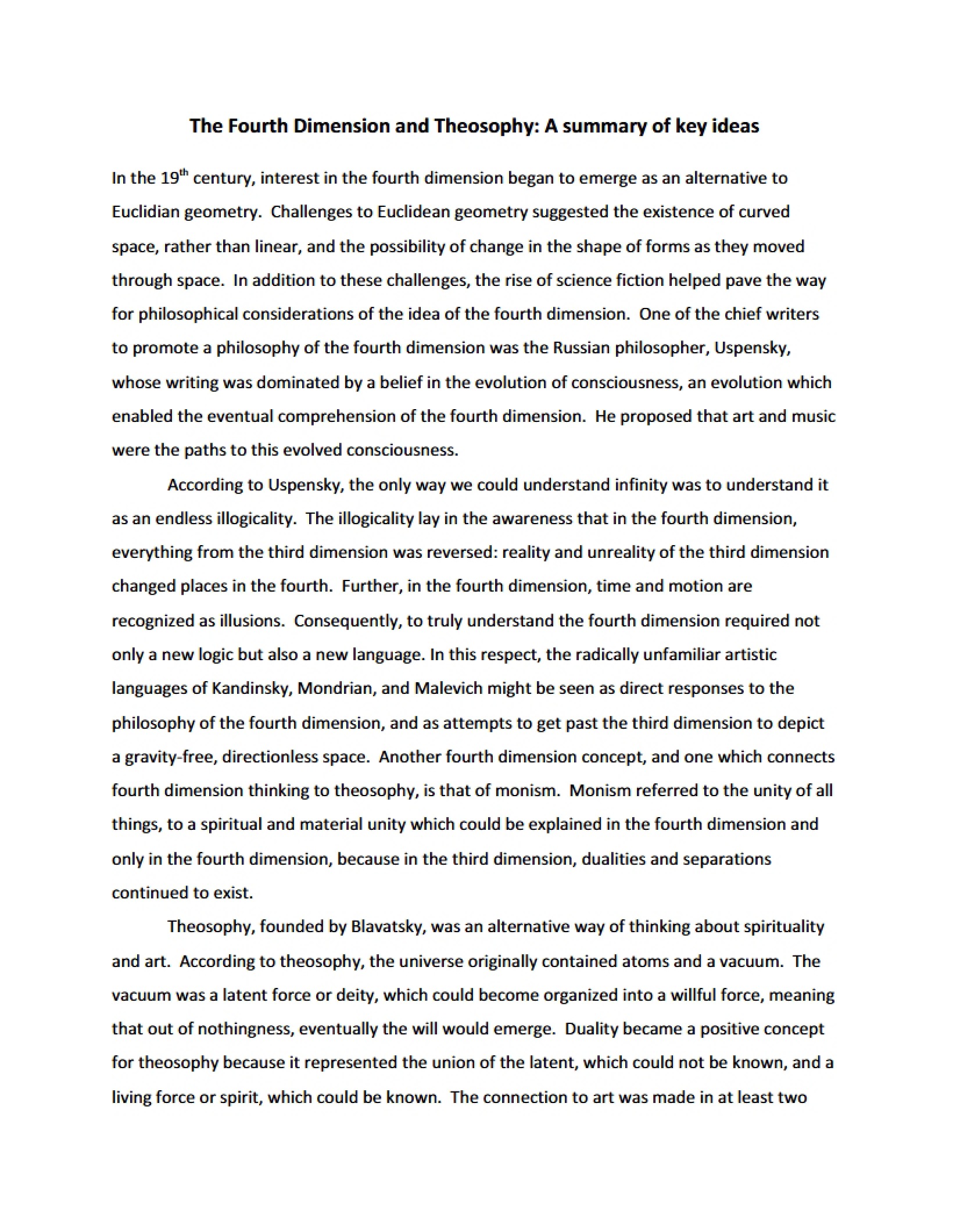 Theosophy and the Fourth Dimension