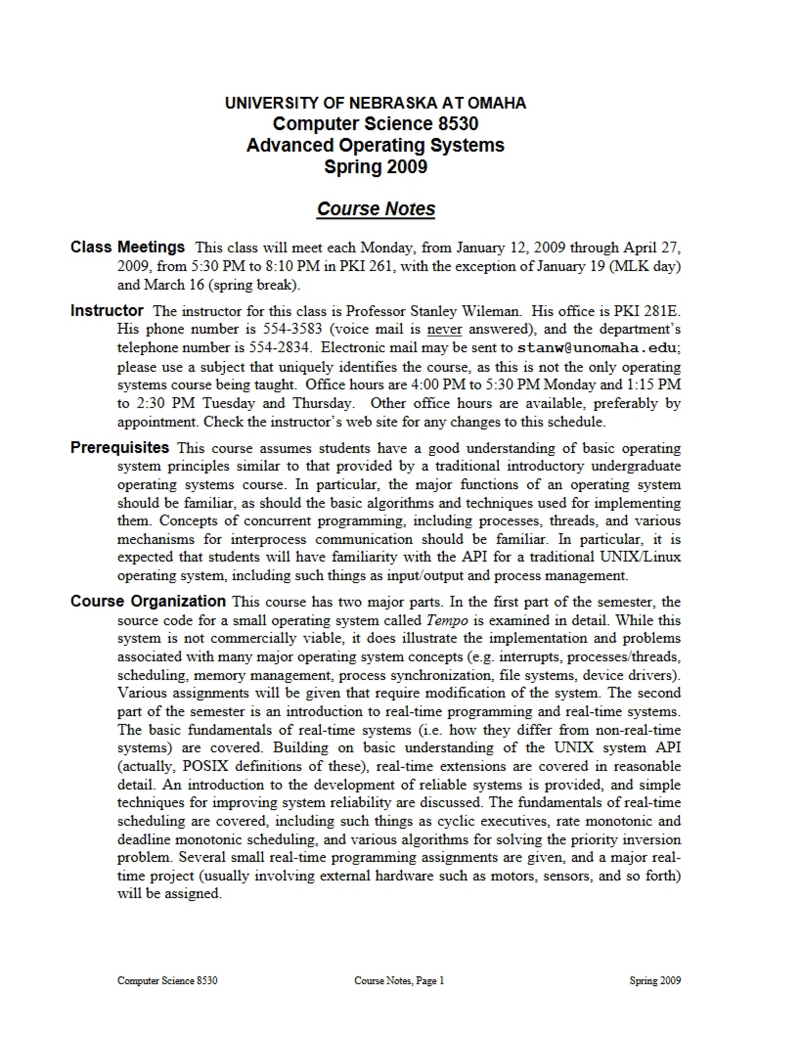 Syllabus and Course Details