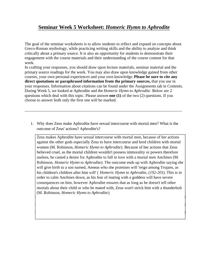 Mythology of Aphrodite - Actions and Consequences of Zeus
