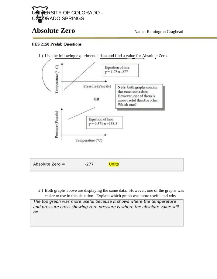 Prelab Questions for Absolute Zero
