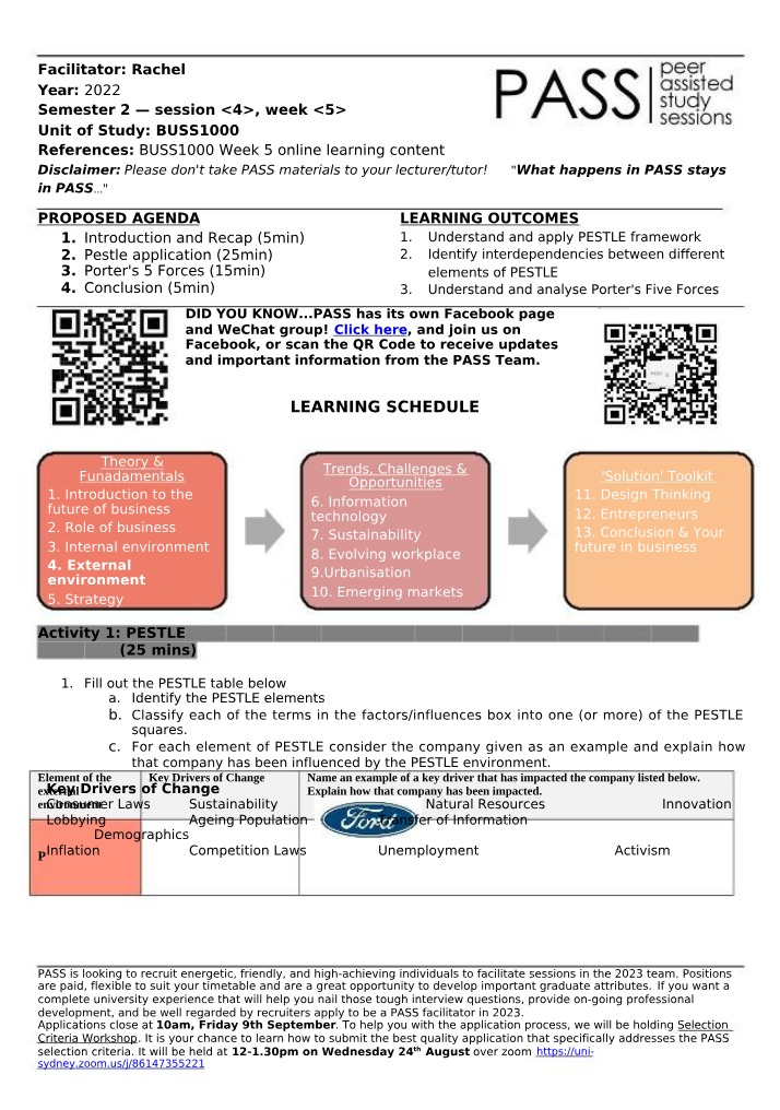 BUSS1000 - External Analysis