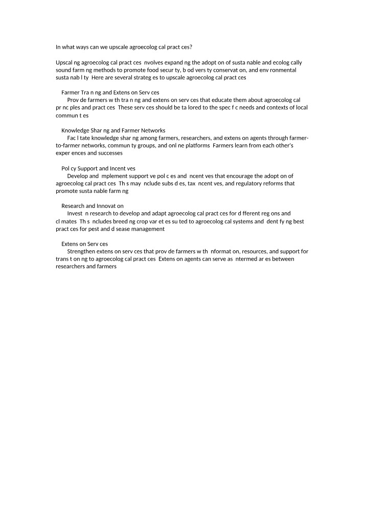 Upscaling Agroecological Practices