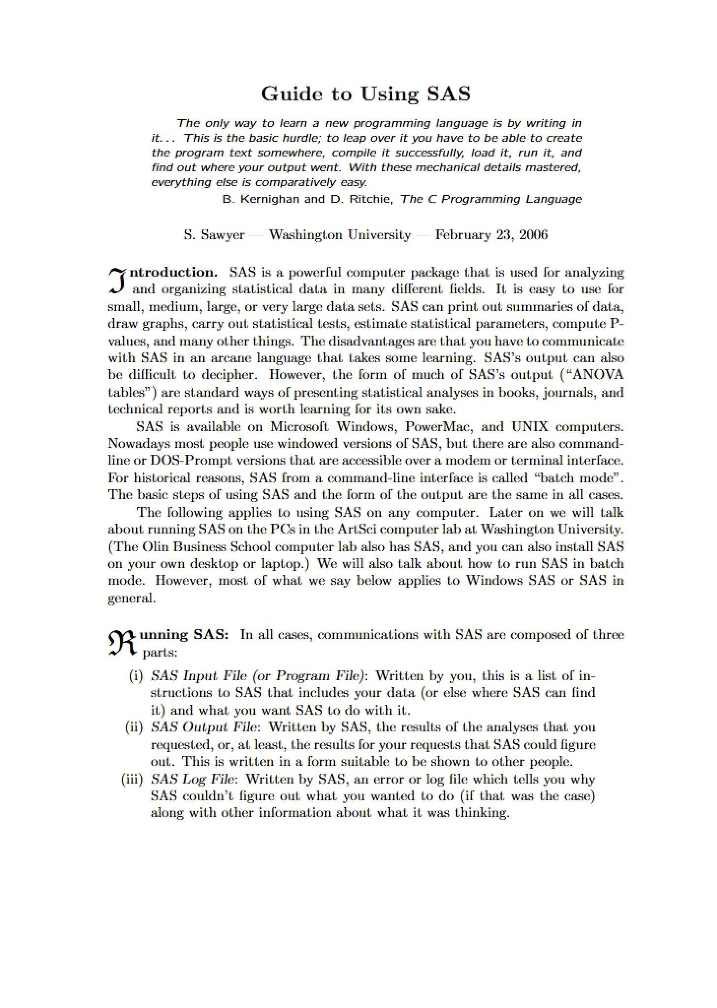 SAS Software User Guide